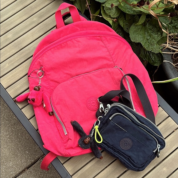Kipling Pink Backpack and Navy Crossbody Set - Picture 1 of 5